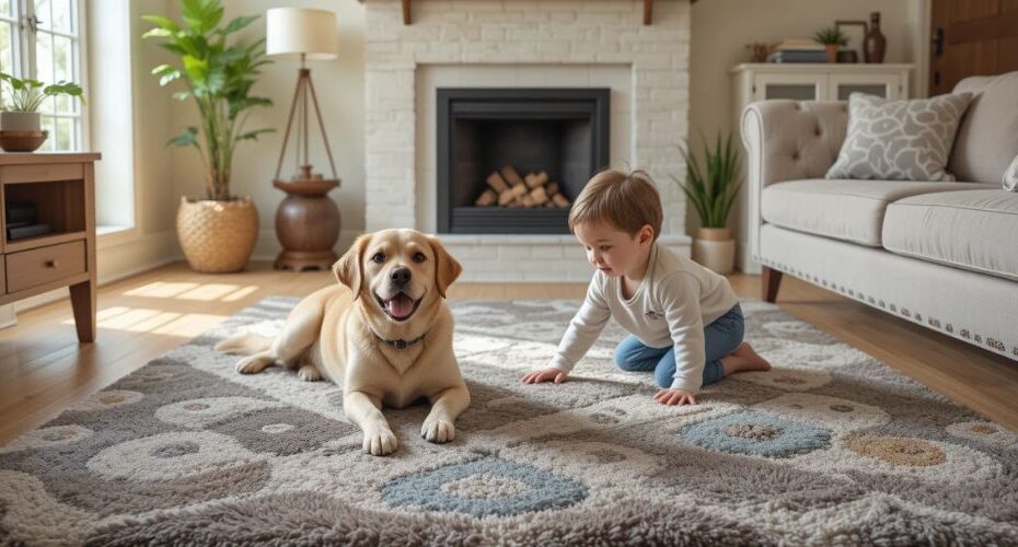Alfombras que protegen cómo elegir la ideal para hogares con mascotas y niños
